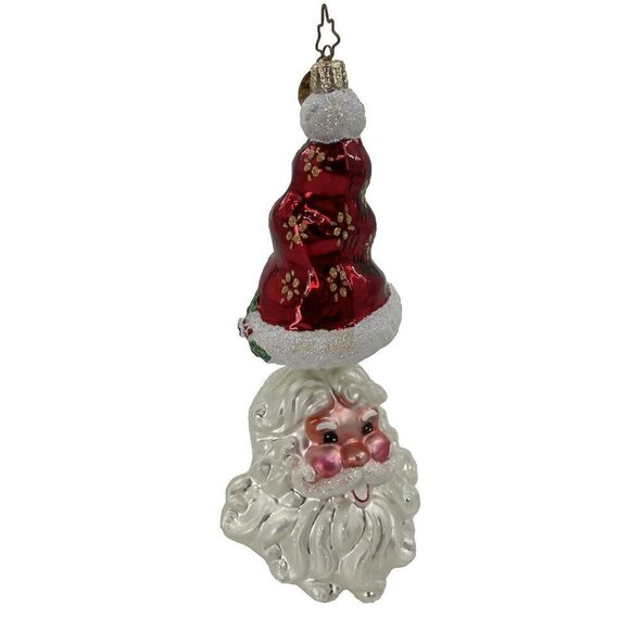 Christopher Radko HATS OFF Santa 2 pc Christmas Ornament Mouth Blown Hand Paint - Picture 3 of 13